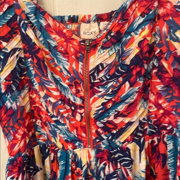 Roxy Red and Blue Summer chore Spaghetti Strap Midi Sundress - Picture 3 of 9